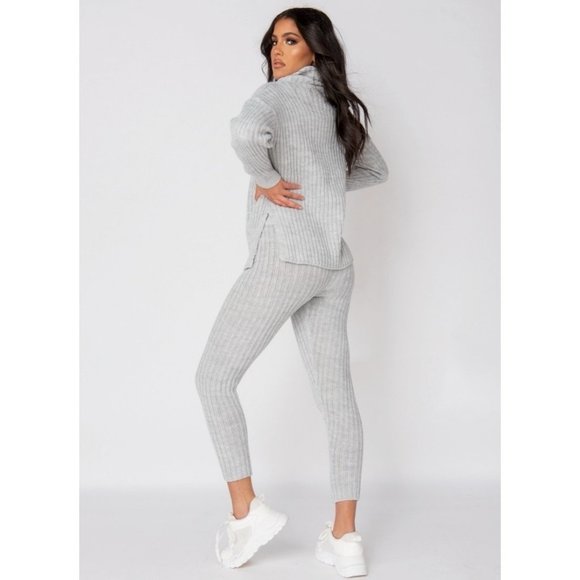 Gray Long Sleeve Turtle Neck Top and Leggings Set - Picture 6 of 11